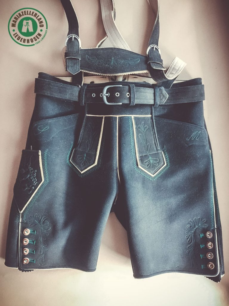 Kurze Hirschlederhose Altschwarz