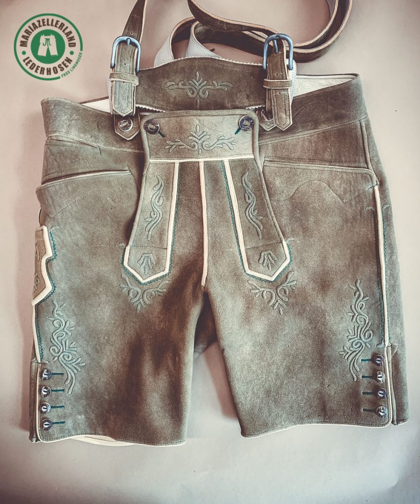 Kurze Hirschlederhose hellantik