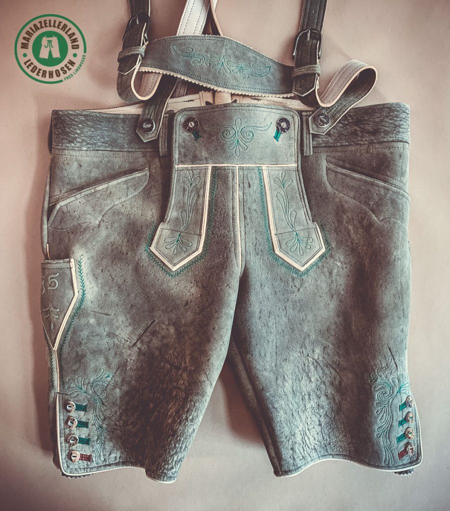 Kurze Hirschlederhose hellantik